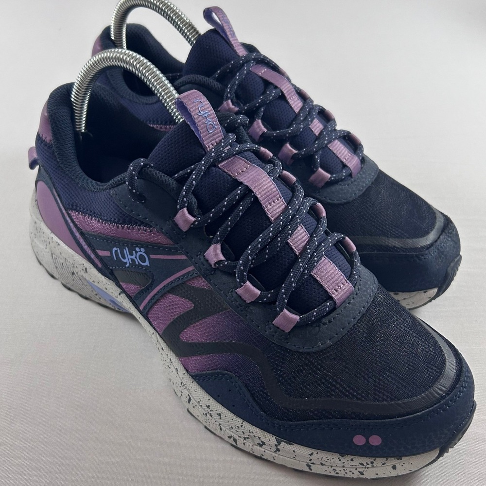 Ryka Sky Walk Trail 2 Shoes Womens 9 Navy Purple Hiking Walking Trail Sneakers